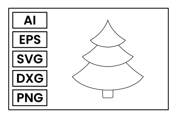 Christmas Tree Coloring Page Graphic Art