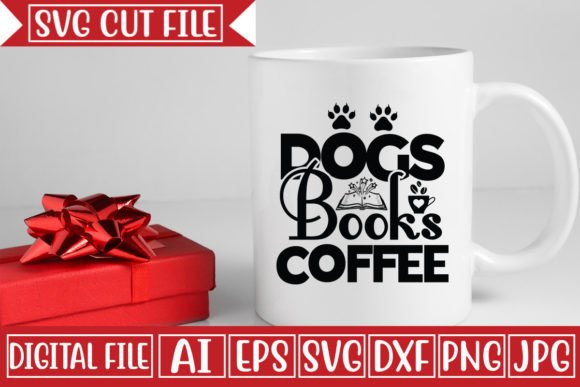 Dogs Books Coffee Svg Design