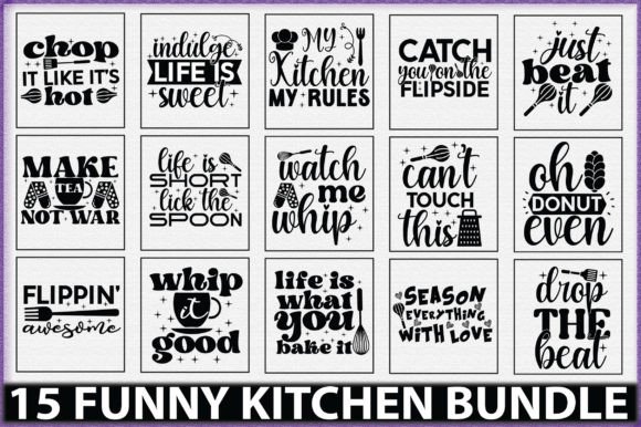 Funny Kitchen Bundle: Graphics for Crafts